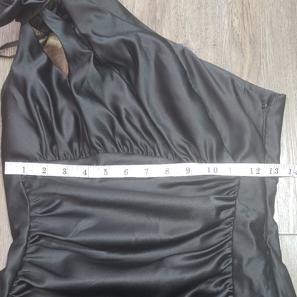 VTG Jessica McClintock for Gunne Sax Black Mini Cocktail Dress Sz 5 One Shoulder - Picture 10 of 14